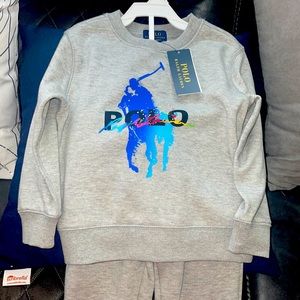 Ralph Lauren Polo Sweat Suit(2 piece)Toddler Boy Size 4t Grey